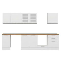 Alvinka 315X210 Cm Klasik Mebran Mutfak Dolabı M-E90S45S60-3 Mebran | Beyaz - Mdf