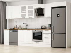 Alvinka 375X222 Cm Klasik Mebran Mutfak Dolabı Beyaz Beyaz Mb-E90S40S45-3
