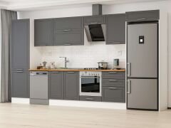 Alvinka 400X222 Cm Klasik Mebran Mutfak Dolabı Mbb-E80B60S60-2 Mebran | Antrasit - Suntalam