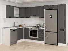 Alvinka 180-330X222 Cm Mbr_A Köşe Mutfak Dolabı Antrasit - Mdf