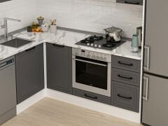 Alvinka 180-330X222 Cm Mbr_A Köşe Mutfak Dolabı Antrasit - Mdf