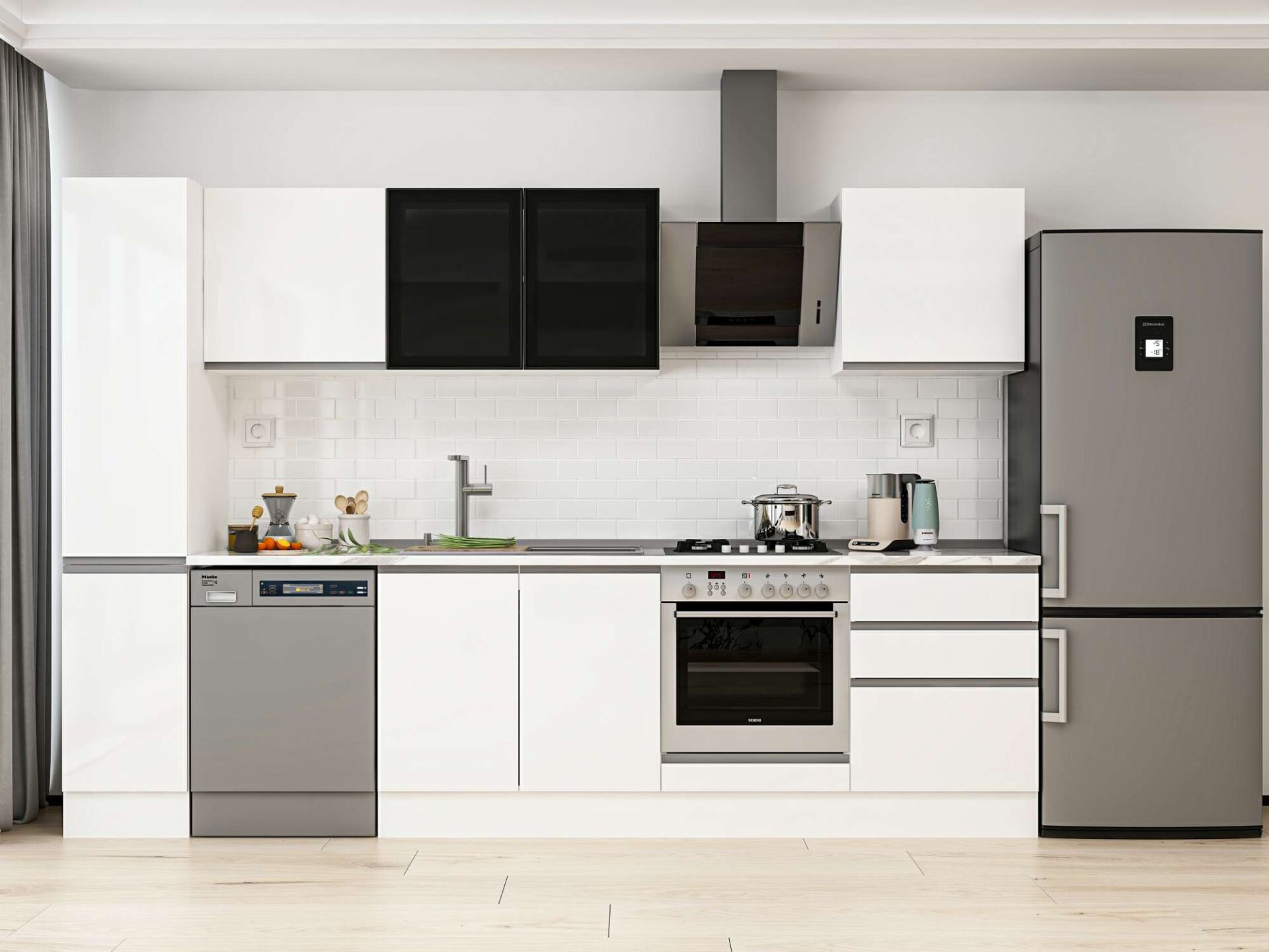 Alvinka 310X210 Cm High Gloss Mutfak Dolabı Mb-E90B40S60-3 High Gloss | Beyaz - Mdf