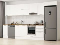 Alvinka 380X222 Cm Klasik Mebran Mutfak Dolabı Beyaz Beyaz Mb-E90S40S50-1