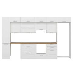 Alvinka 385X240 Cm Klasik Mebran Mutfak Dolabı Mbb-E80B45S60-1 Mebran | Beyaz - Suntalam