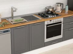 Alvinka 315X210 Cm Klasik Mebran Mutfak Dolabı M-E90S45S60-3 Mebran | Antrasit - Mdf