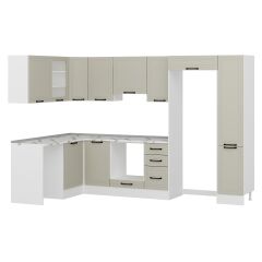 Alvinka 180-330X222 Cm Mbr_A Köşe Mutfak Dolabı Kumtaşı - Suntalam