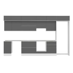 Alvinka 385X240 Cm High Gloss Mutfak Dolabı Mb-E80S45S60-1 High Gloss | Antrasit - Suntalam