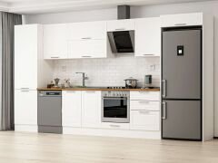 Alvinka 400X222 Cm Klasik Mebran Mutfak Dolabı Mbb-E80B60S60-2 Mebran | Beyaz - Mdf