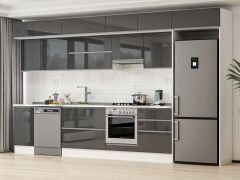 Alvinka 385X240 Cm High Gloss Mutfak Dolabı Mb-E80S45S60-1 High Gloss | Antrasit - Mdf