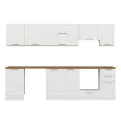 Alvinka 300X210 Cm Klasik Mebran Mutfak Dolabı M-E90S50S40-1 Mebran | Beyaz - Suntalam