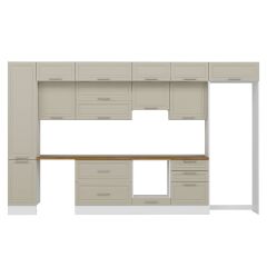 Alvinka 385X240 Cm Klasik Mebran Mutfak Dolabı Mbb-E80B45S60-1 Mebran | Kumtaşı - Suntalam