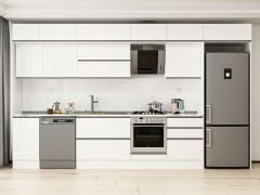 Alvinka 385X240 Cm High Gloss Mutfak Dolabı Mb-E80S45S60-2 High Gloss | Beyaz - Suntalam