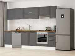 Alvinka 300X210 Cm Klasik Mebran Mutfak Dolabı M-E90S50S40-1 Mebran | Antrasit - Suntalam