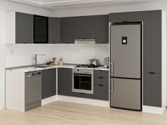 Alvinka 180-330X222 Cm Mbr_B Köşe Mutfak Dolabı Antrasit - Suntalam