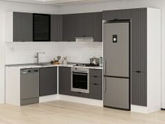 Alvinka 180-330X222 Cm Mbr_B Köşe Mutfak Dolabı Antrasit - Suntalam