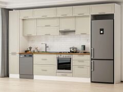 Alvinka 385X240 Cm Klasik Mebran Mutfak Dolabı Mbb-E80B45S60-1 Mebran | Kumtaşı - Mdf