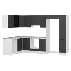 Alvinka 180-330X222 Cm Mbr_B Köşe Mutfak Dolabı Antrasit - Mdf