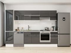 Alvinka 295X210 Cm High Gloss Mutfak Dolabı Mb-E90B45S40-1 High Gloss | Antrasit - Mdf