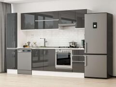 Alvinka 295X210 Cm High Gloss Mutfak Dolabı Mb-E90B45S40-1 High Gloss | Antrasit - Mdf