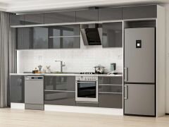Alvinka 385X240 Cm High Gloss Mutfak Dolabı Mb-E80S45S60-2 High Gloss | Antrasit - Mdf