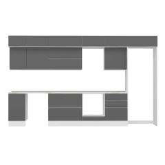 Alvinka 385X240 Cm High Gloss Mutfak Dolabı Mb-E80S45S60-2 High Gloss | Antrasit - Mdf