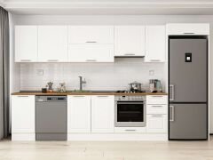 Alvinka 375X222 Cm Klasik Mebran Mutfak Dolabı Beyaz Beyaz Mb-E90S45S40-1