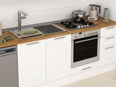 Alvinka 375X222 Cm Klasik Mebran Mutfak Dolabı Beyaz Beyaz Mb-E90S45S40-1