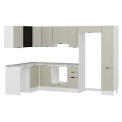 Alvinka 180-330X222 Cm Mbr_B Köşe Mutfak Dolabı Kumtaşı - Suntalam