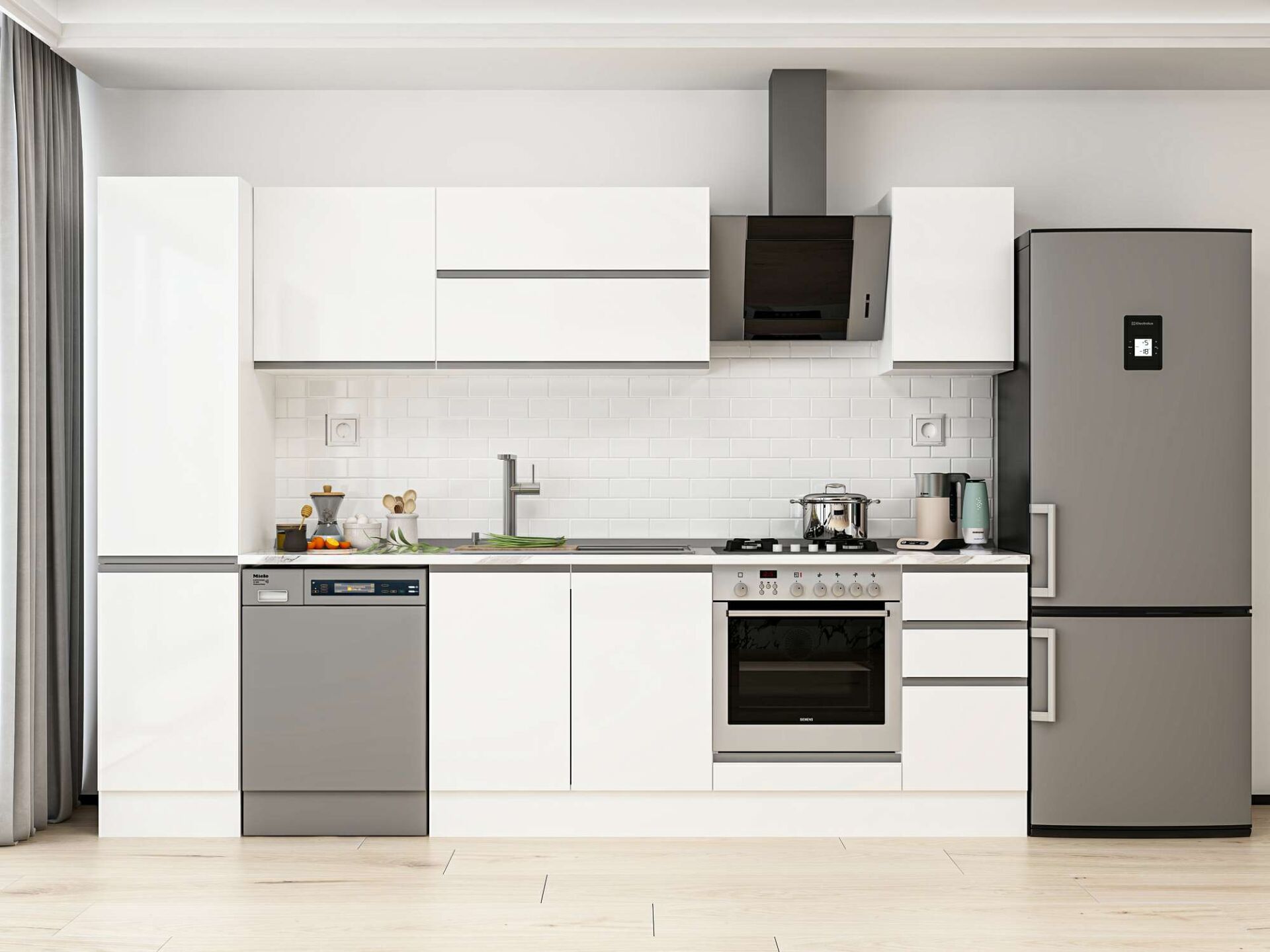 Alvinka 295X210 Cm High Gloss Mutfak Dolabı Mb-E90B45S40-2 High Gloss | Beyaz - Suntalam