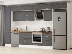 Alvinka 385X240 Cm Klasik Mebran Mutfak Dolabı Mbb-E80B45S60-2 Mebran | Antrasit - Suntalam