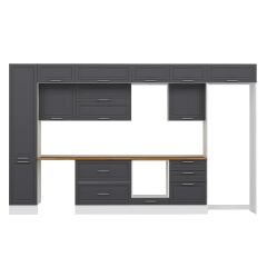 Alvinka 385X240 Cm Klasik Mebran Mutfak Dolabı Mbb-E80B45S60-2 Mebran | Antrasit - Suntalam