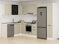 Alvinka 180-330X222 Cm Mbr_B Köşe Mutfak Dolabı Kumtaşı - Mdf