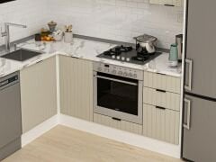 Alvinka 180-330X222 Cm Mbr_B Köşe Mutfak Dolabı Kumtaşı - Mdf