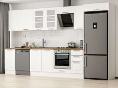 Alvinka 375X222 Cm Klasik Mebran Mutfak Dolabı Beyaz Beyaz Mb-E90S45S40-3