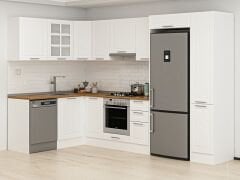 Alvinka 180-330X222 Cm Mbr_C Köşe Mutfak Dolabı Beyaz - Suntalam