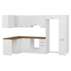 Alvinka 180-330X222 Cm Mbr_C Köşe Mutfak Dolabı Beyaz - Suntalam