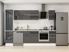 Alvinka 295X210 Cm High Gloss Mutfak Dolabı Mb-E90B45S40-2 High Gloss | Antrasit - Suntalam