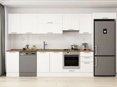 Alvinka 380X222 Cm Klasik Mebran Mutfak Dolabı Beyaz Beyaz Mb-E90S45S45-1