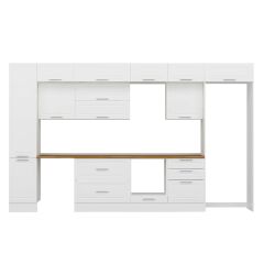 Alvinka 385X240 Cm Klasik Mebran Mutfak Dolabı Mbb-E80B45S60-2 Mebran | Beyaz - Mdf