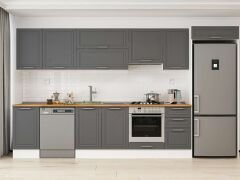 Alvinka 380X222 Cm Klasik Mebran Mutfak Dolabı Beyaz Beyaz Mb-E90S45S45-1