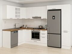 Alvinka 180-330X222 Cm Mbr_C Köşe Mutfak Dolabı Beyaz - Mdf