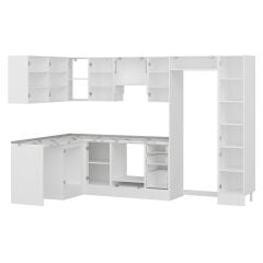 Alvinka 180-330X222 Cm Mbr_C Köşe Mutfak Dolabı Beyaz - Mdf