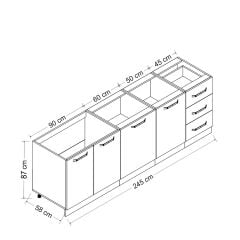 Minar 245 Cm Mutfak Dolabı Beyaz Antrasit 245-A1