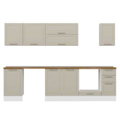 Alvinka 300X210 Cm Klasik Mebran Mutfak Dolabı M-E90S50S40-2 Mebran | Kumtaşı - Suntalam