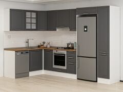 Alvinka 180-330X222 Cm Mbr_C Köşe Mutfak Dolabı Antrasit - Suntalam