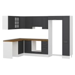 Alvinka 180-330X222 Cm Mbr_C Köşe Mutfak Dolabı Antrasit - Suntalam