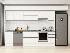 Alvinka 370X240 Cm High Gloss Mutfak Dolabı Mb-E80S50S40-1 High Gloss | Beyaz - Suntalam