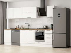 Alvinka 300X210 Cm Klasik Mebran Mutfak Dolabı M-E90S50S40-2 Mebran | Beyaz - Mdf