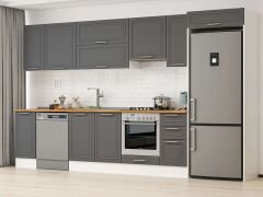 Alvinka 370X222 Cm Klasik Mebran Mutfak Dolabı Mb-E90S40S40-1 Mebran | Antrasit - Suntalam