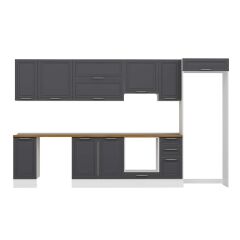 Alvinka 370X222 Cm Klasik Mebran Mutfak Dolabı Mb-E90S40S40-1 Mebran | Antrasit - Suntalam